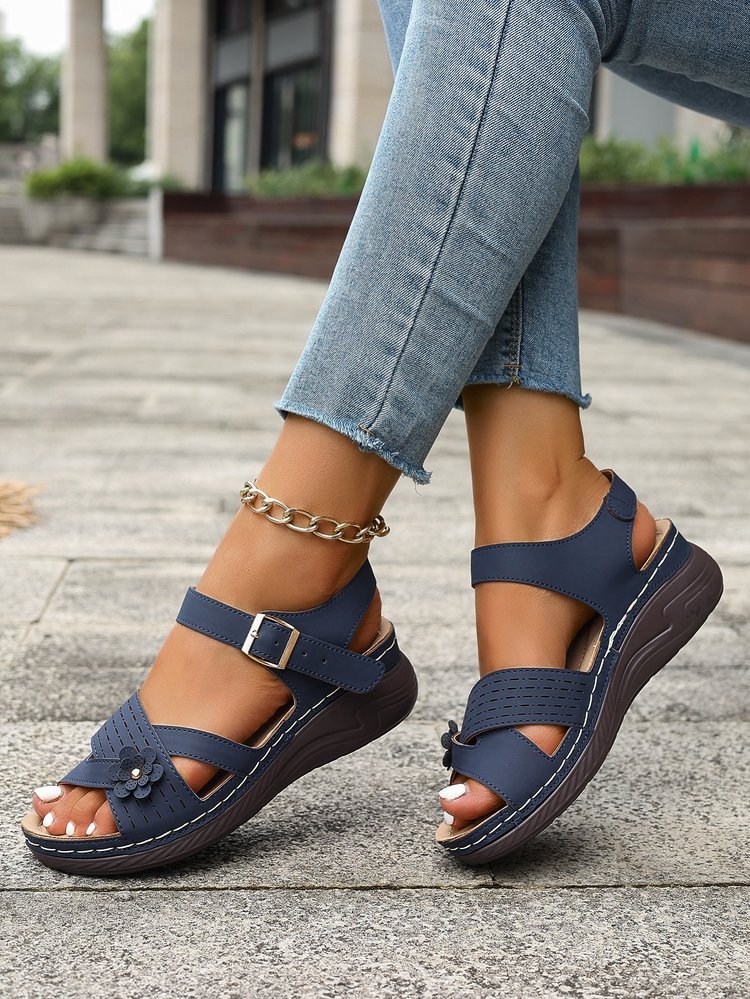 Flower Plus Size Women's Platform Sandals