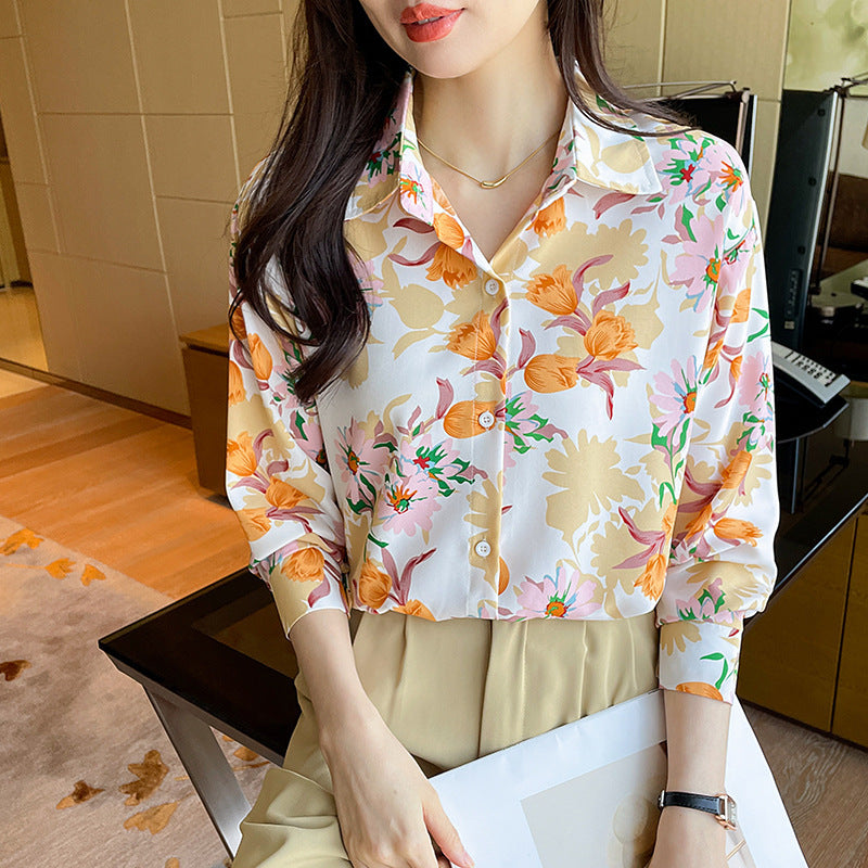 Flavor Printed Long Sleeve Tulip Shirt