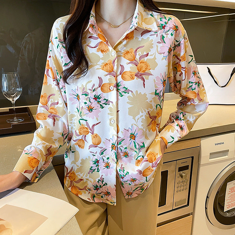 Flavor Printed Long Sleeve Tulip Shirt